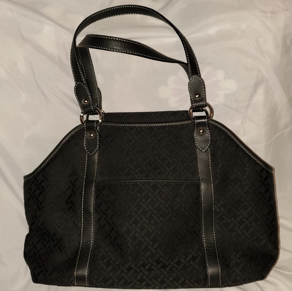 NWOT Talbots Patterned Canvas Leather Double Handle Purse